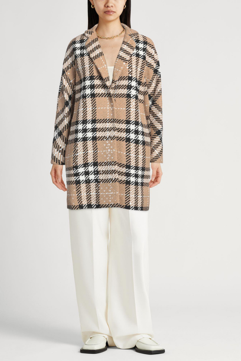 Herno Sequined Plaid Coat