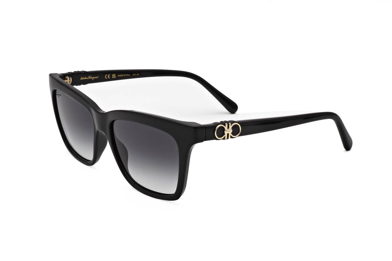 SALVATORE FERRAGAMO SF1027S 214 Sunglasses Black Frame Grey Gradient