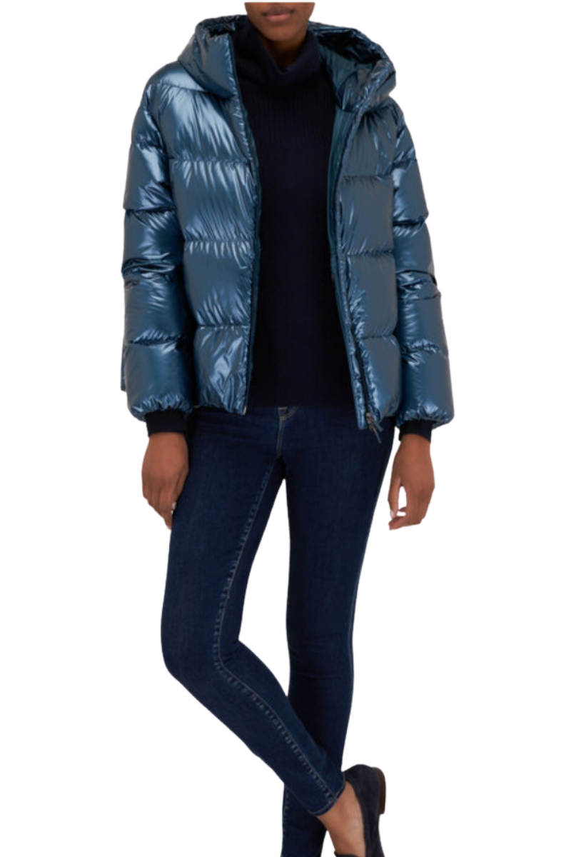 Herno Women's Laminar Bomber Jacket in Indian Blue