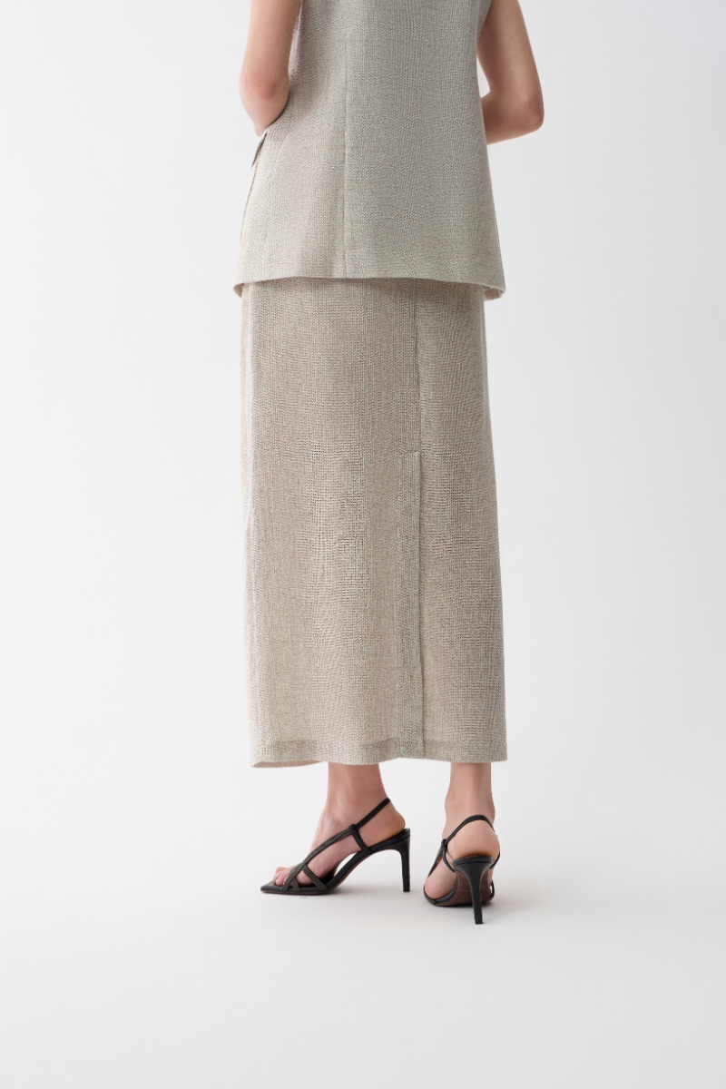 Max Simple Artisanal Lurex Skirt Flax MSES260014F
