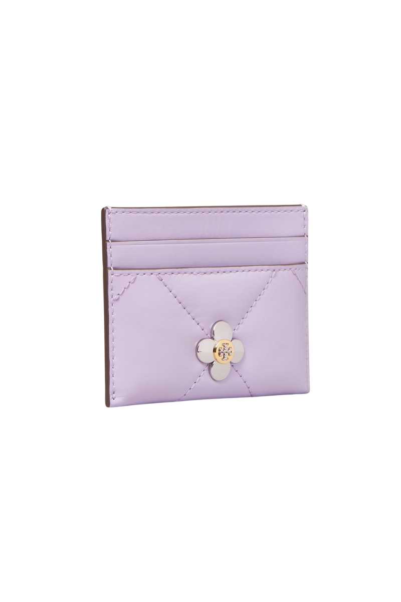 Tory Burch Kira Clover Diamond Quilt Card Case Purple Heather 165049-500