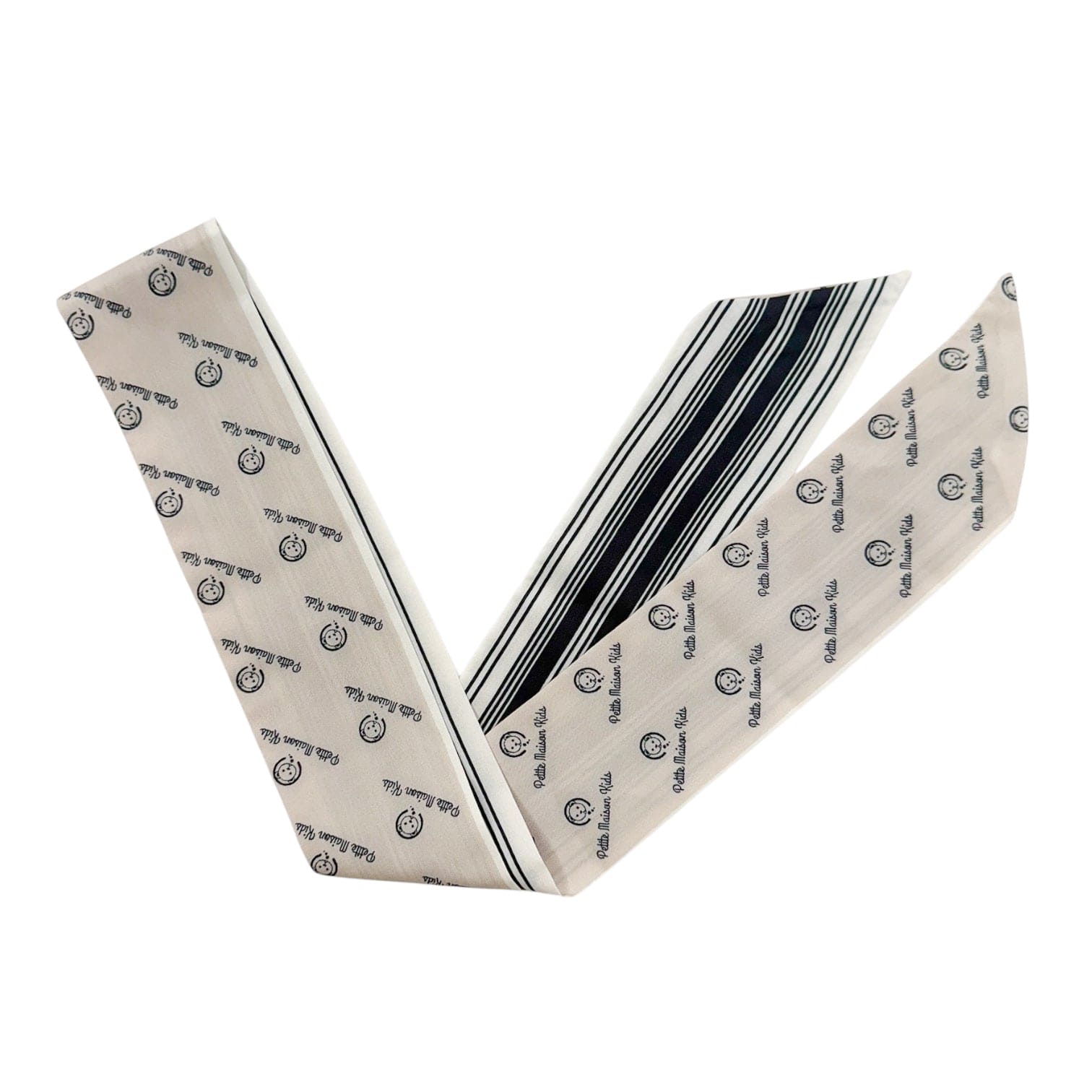 Black and Beige Striped Logo Chiffon Scarf - Petite Maison Kids