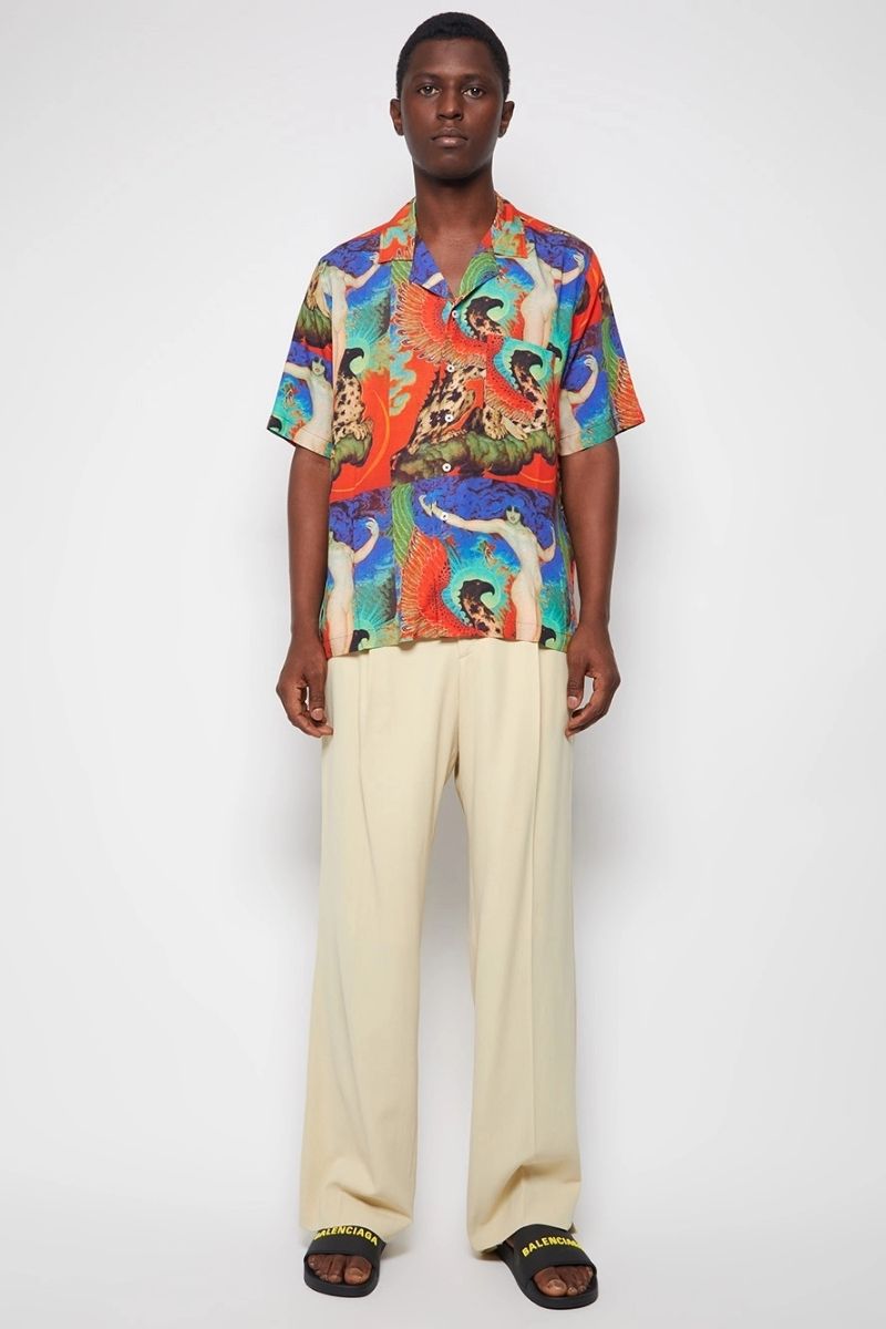 Rhude short sleeve vice shirt multicolor red