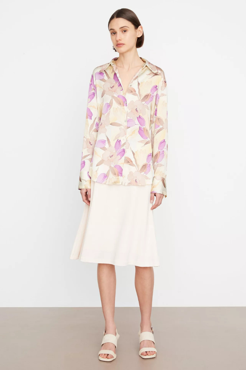 Vince Nouveau Magnolia Silk Relaxed Shirt
