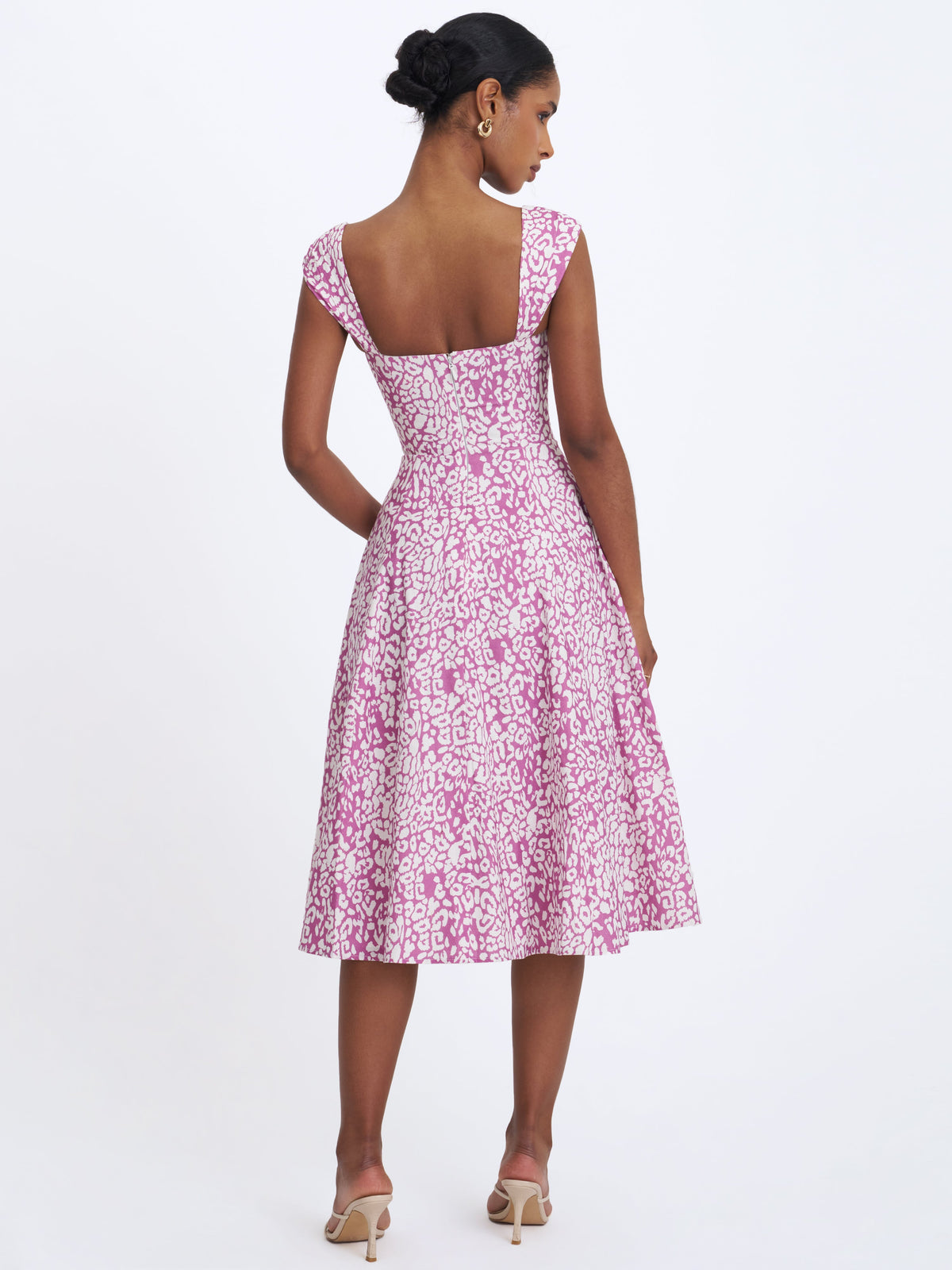Wynonna Mauve Cheetah Linen Keyhole Midi Dress