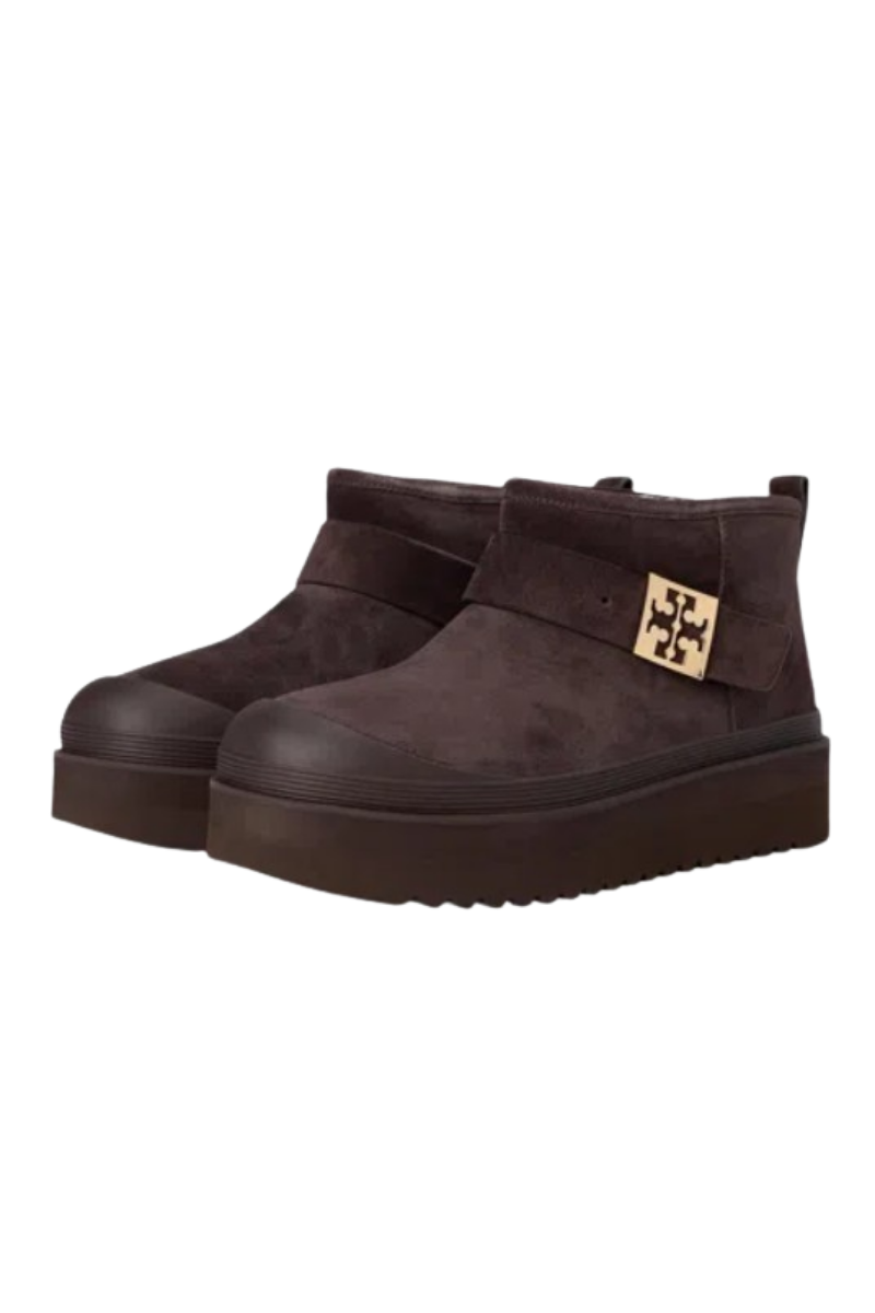 Tory Burch Mellow Shearling Platform Boot Deep Espresso / Gold 165421913