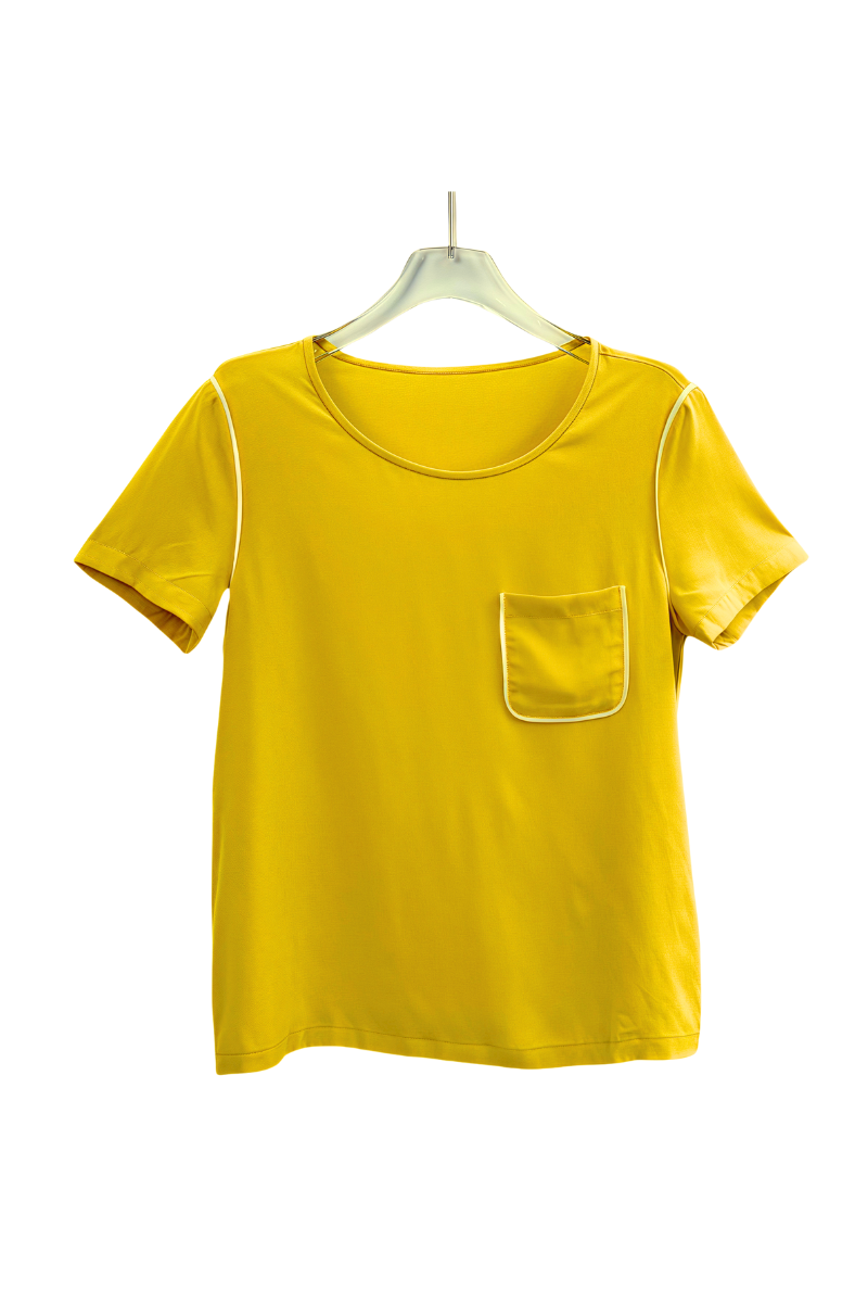 Max Simple Essential Silk Shirt with Pocket Yellow