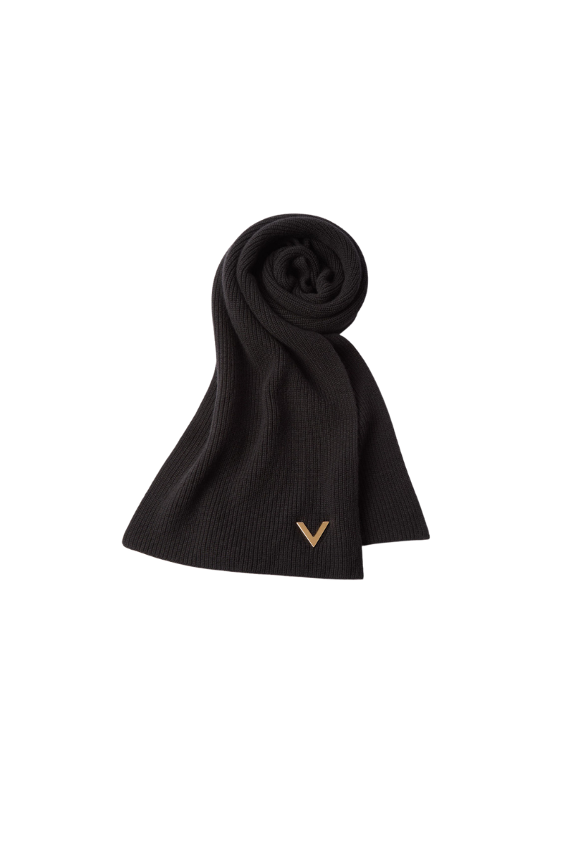 Valentino Garavani Cashmere Scarf With Metal V Applique