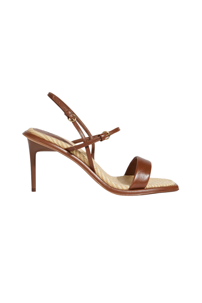 Max Mara Leather and Raffia Camel Sandals