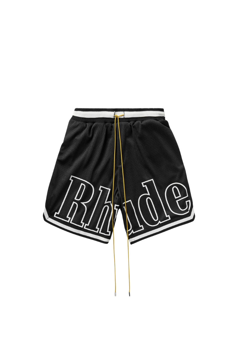 Rhude Men's Court Logo Shorts Black RHSS225H0119637