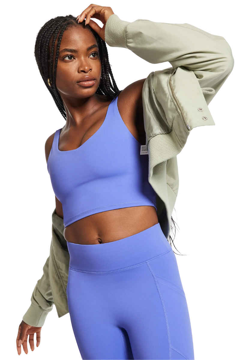 Bandier V-Neck Tempo Crop Bra Baja Blue BND10194