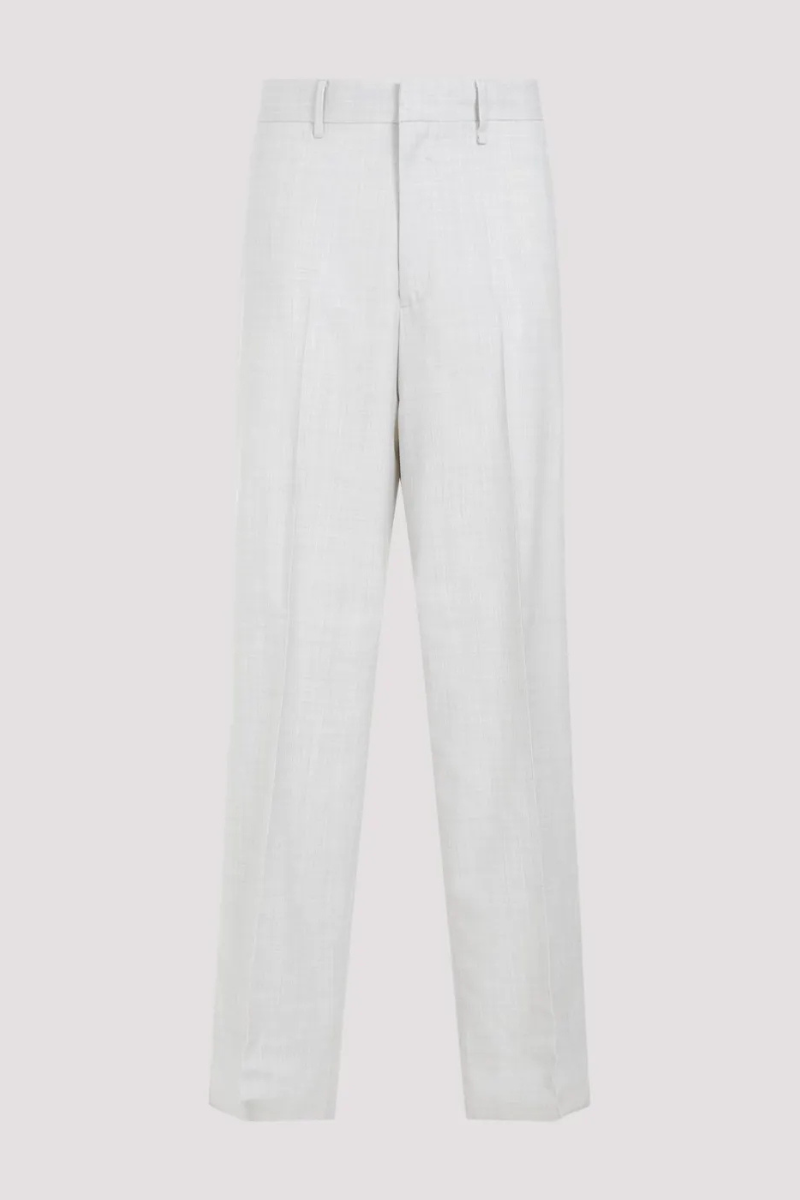 Givenchy Chalk White Virgin Wool Extra Wide Leg Trousers in pure chalk white with a wide leg cut and straight hem.