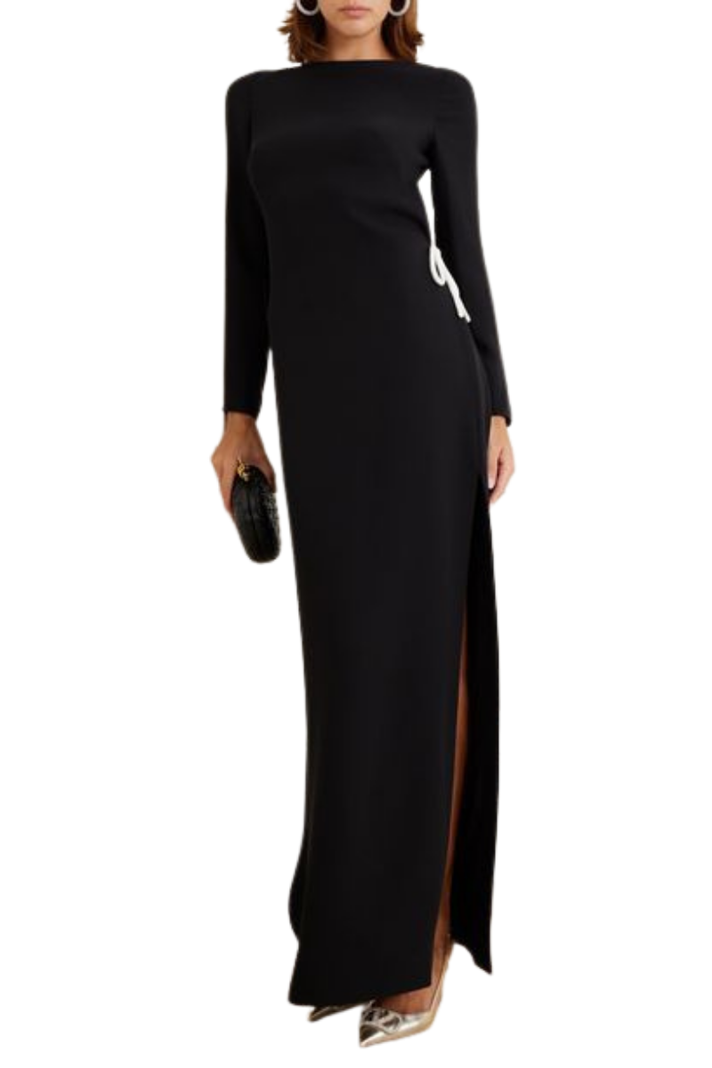Valentino Garavani Open-Back Silk-Crepe Gown Nero/Bianco 3B0VDGK51MM_0NI