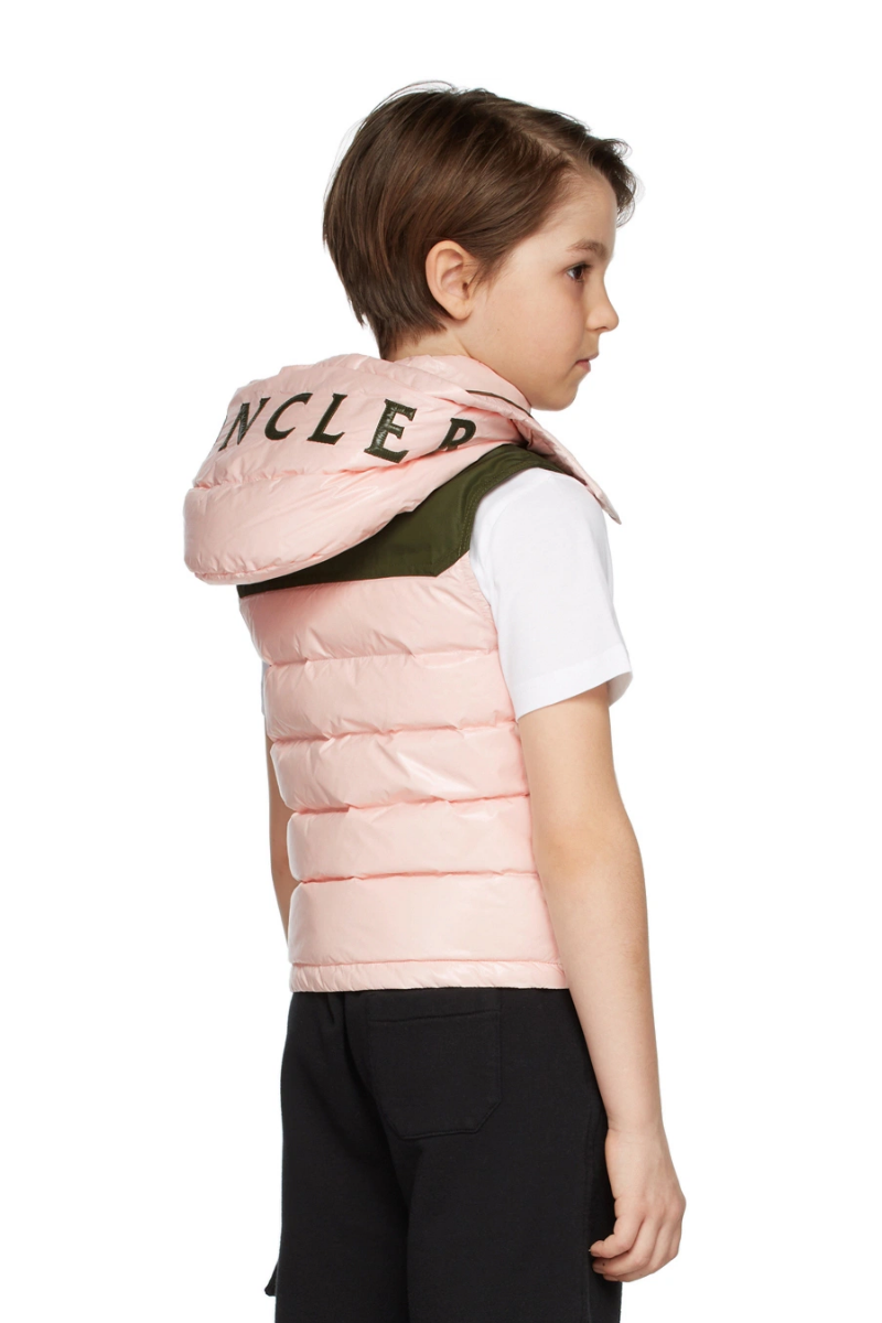 Moncler Kids GENICHI GILET Pink & Green Down Vest