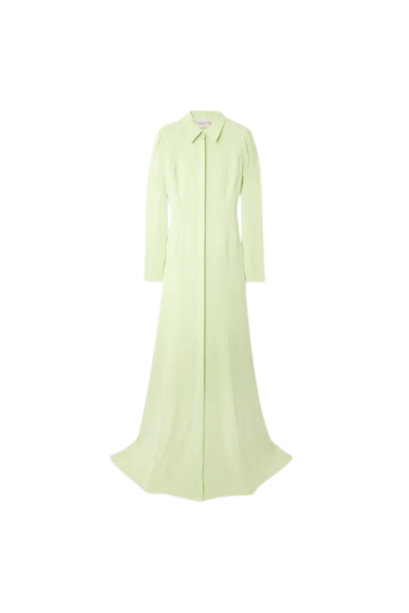 Valentino Garavani Silk-Crepe Shirt Gown Yellow Mint 3B0VDGU51MM_ZKQ