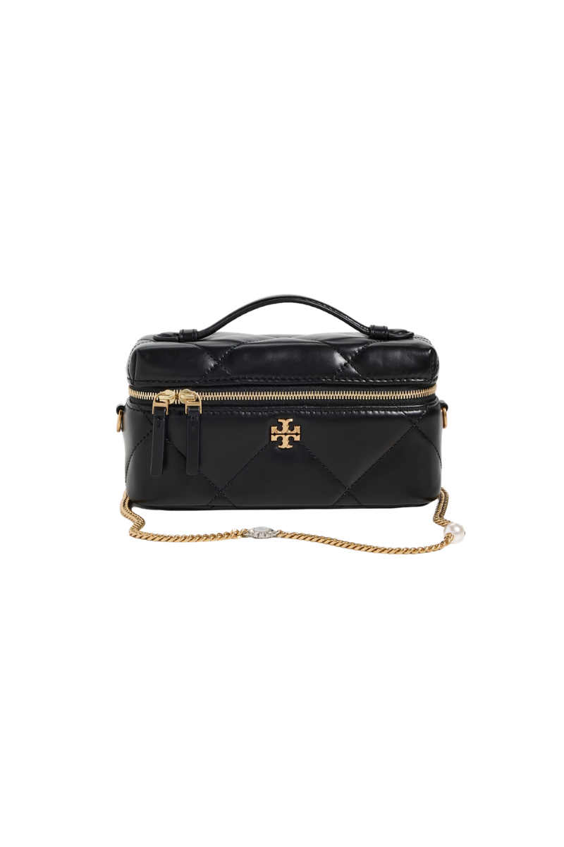 Tory Burch Kira Diamond Quilt Charm East-West Vanity Case Black 178159-001