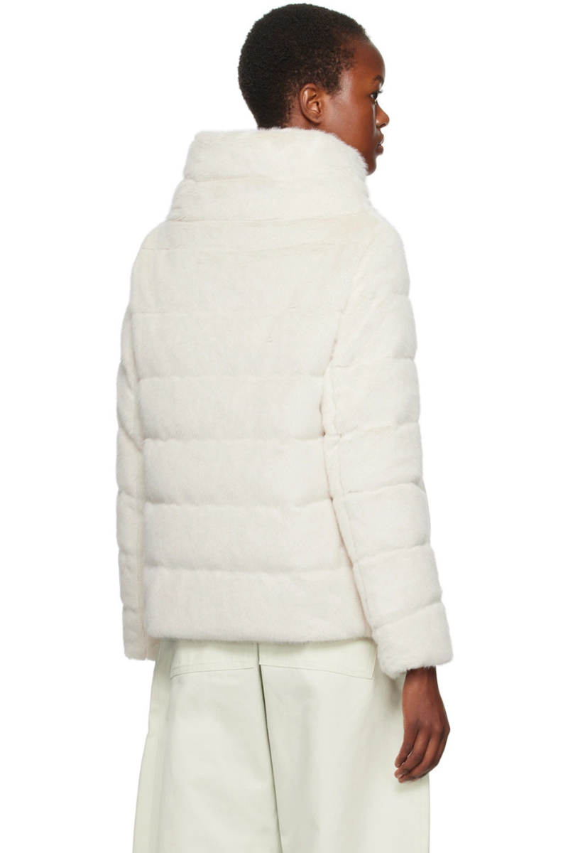 Herno Off-White Quilted Faux-Fur Down Jacket