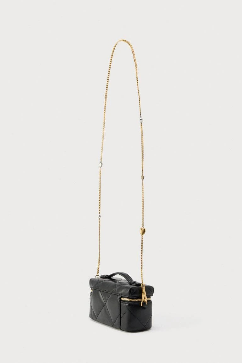 Tory Burch Kira Diamond Quilt Charm East-West Vanity Case Black 178159-001