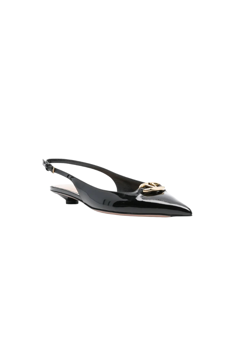 Valentino Garavani VLogo-Signature Slingback Pumps In Black