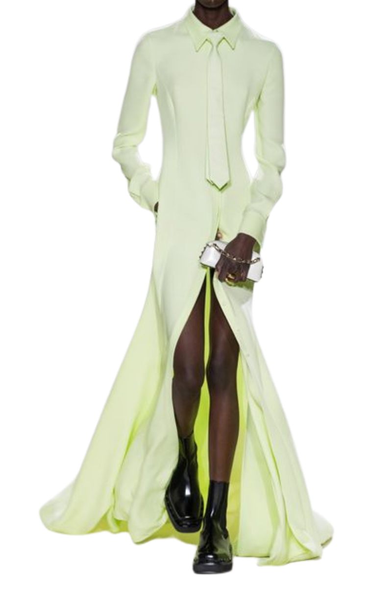 Valentino Garavani Silk-Crepe Shirt Gown Yellow Mint 3B0VDGU51MM_ZKQ