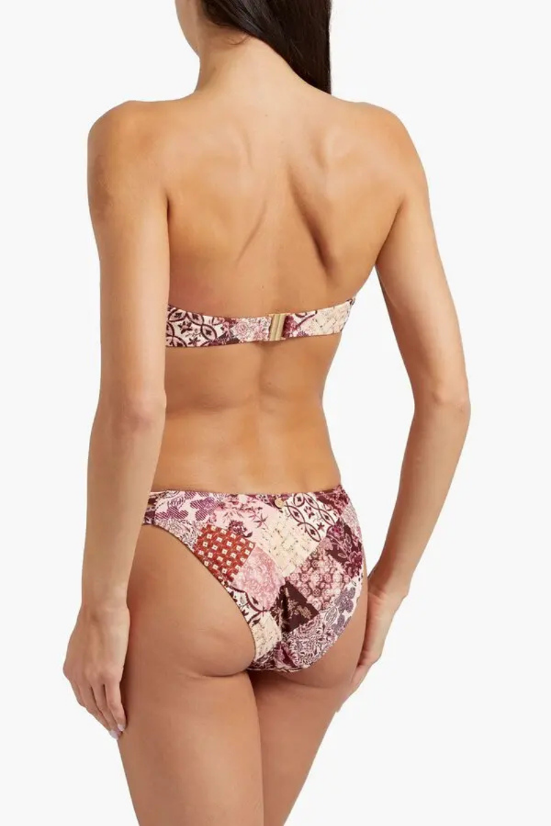 Tigerlily Tiger Patchwork-Effect Printed Low-Rise BikiniBriefs Burgundy
