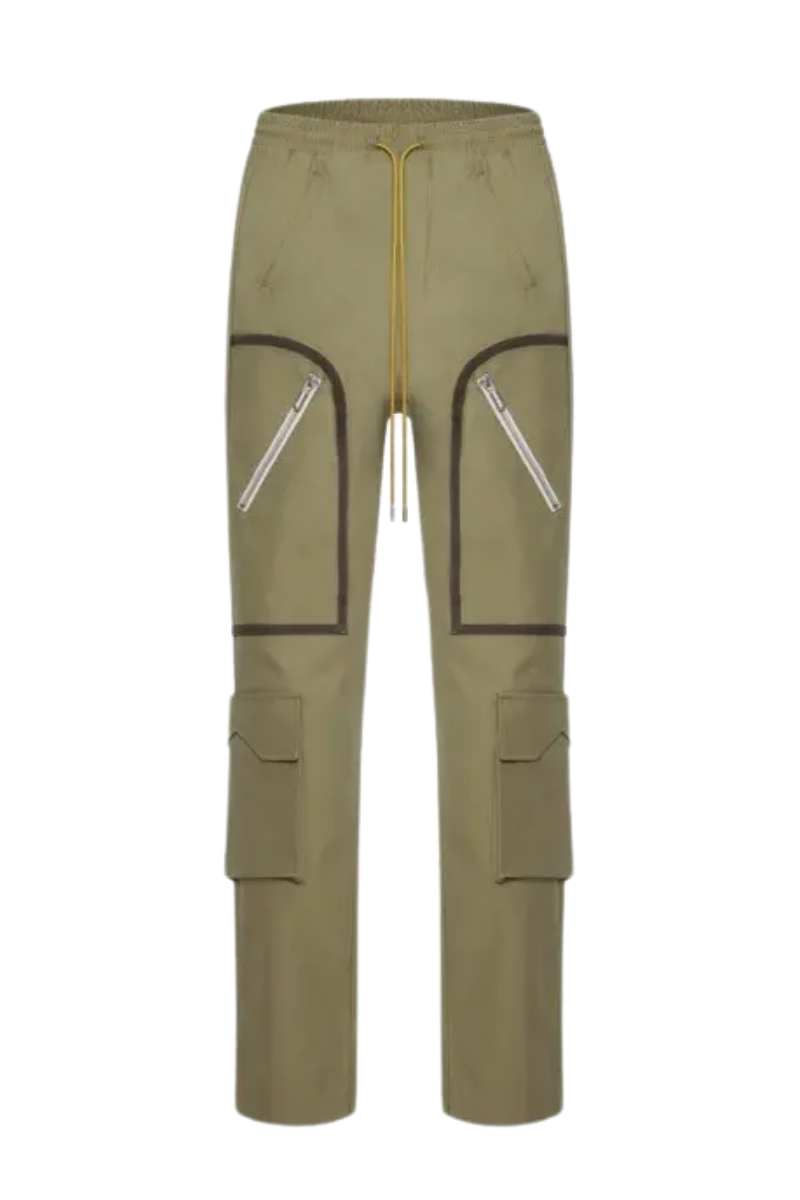Rhude twill tape cargos in Military Green