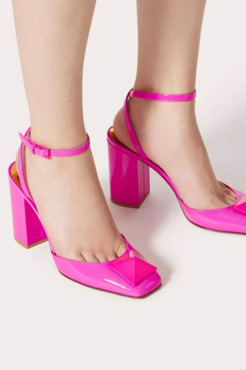 Valentino Garavani One Stud 90mm Patent Leather Pumps In Pink