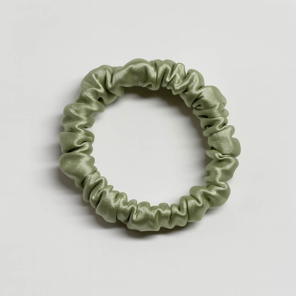 Max Simple Silk Thin Scrunchie – Sage Green