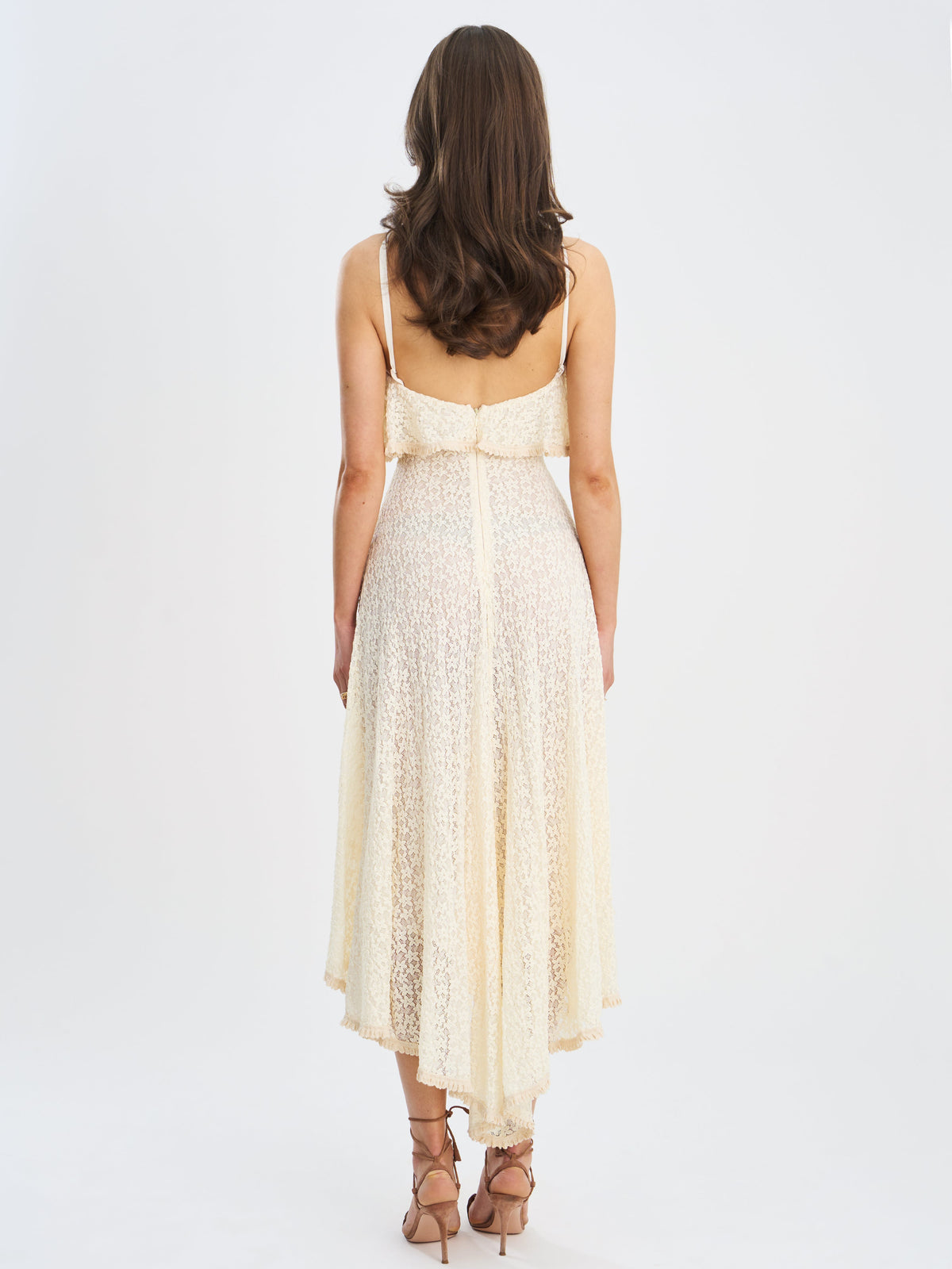 Idra Lace Trim Sleeveless Crochet Midi Trailing Dress