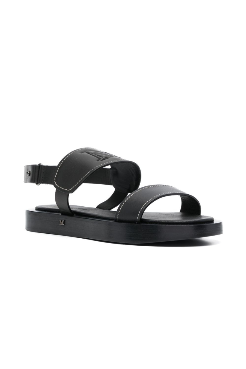 Max Mara Debossed-Logo Leather Sandals