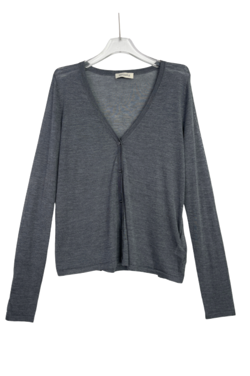 Max Simple Ultra-Soft Silk Cardigan Charcoal MSJY265085C