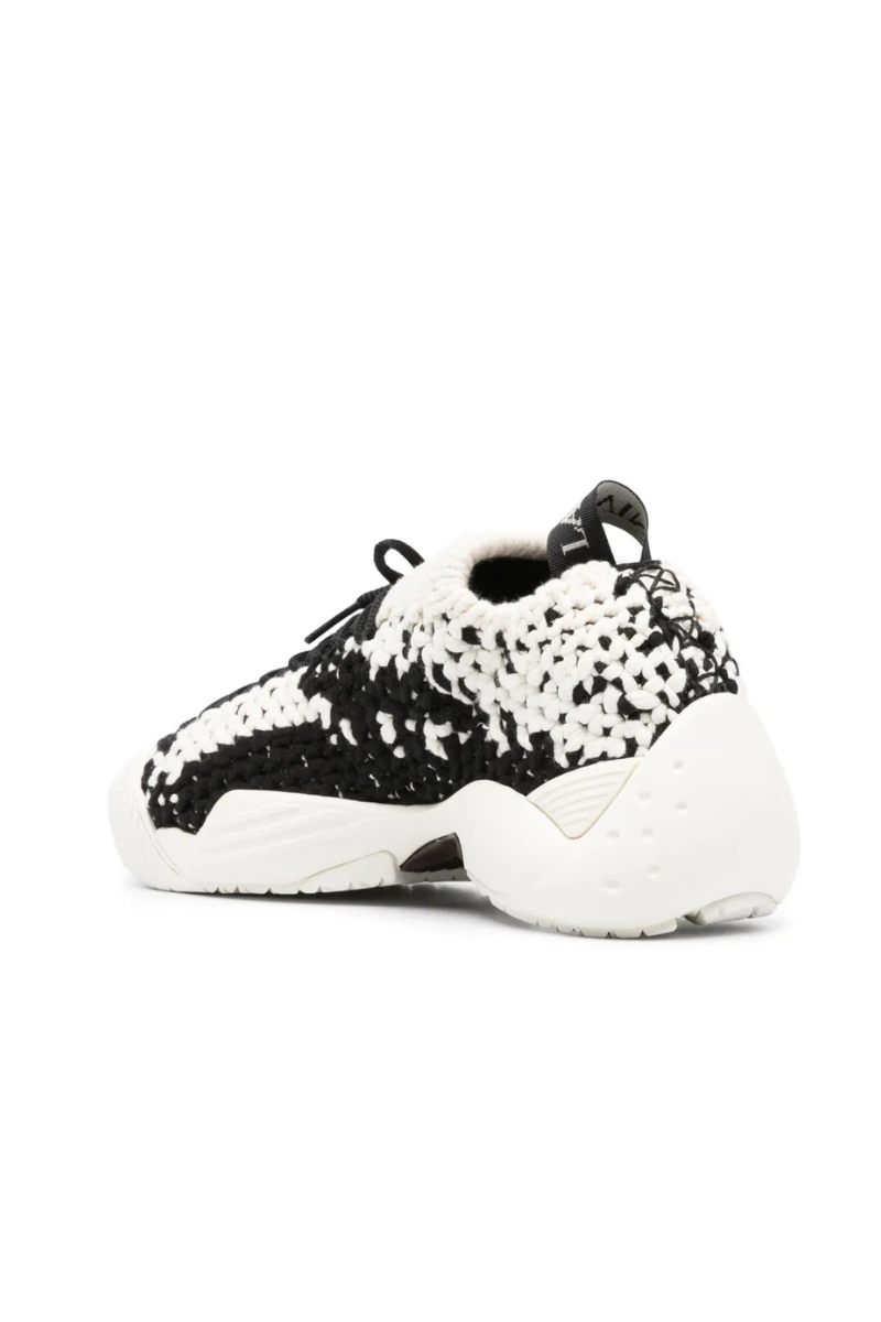 Lanvin Men’s Flash-X crochet-knit Sneaker Black and White