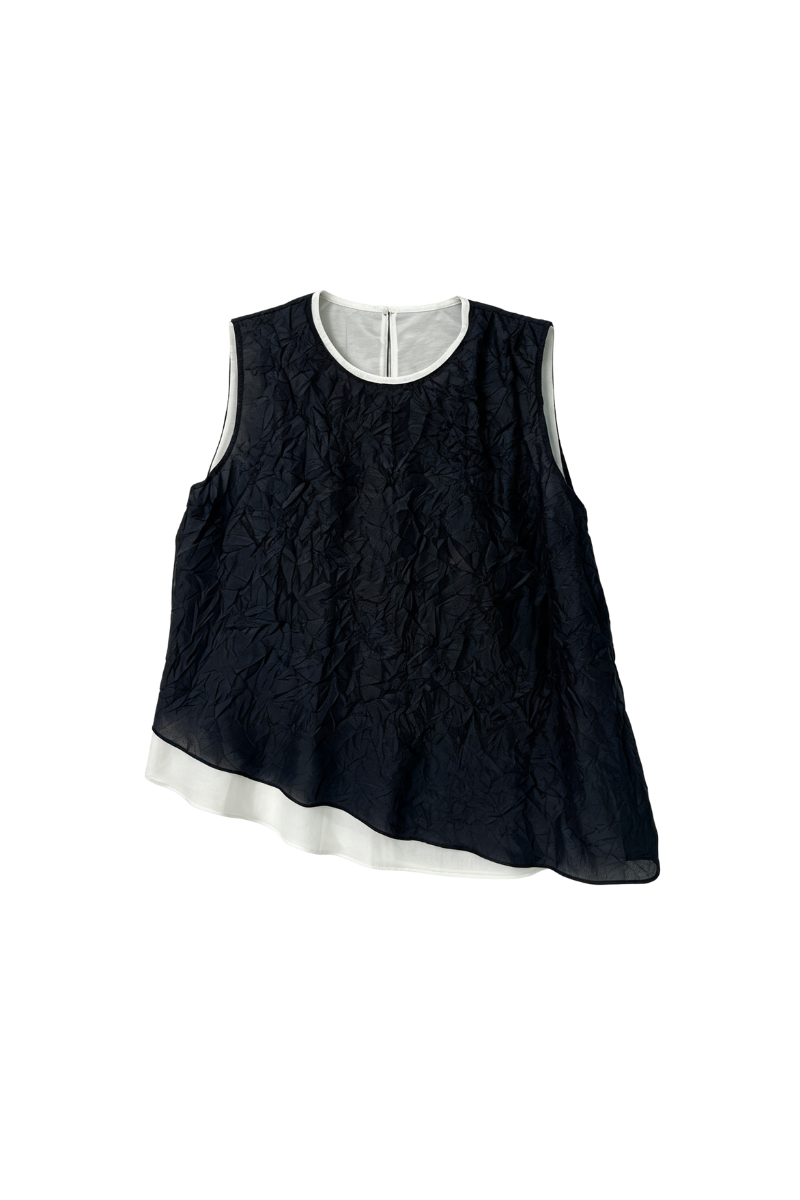 Max Simple Extended-Hem Silk Tank Black MSXN265322B