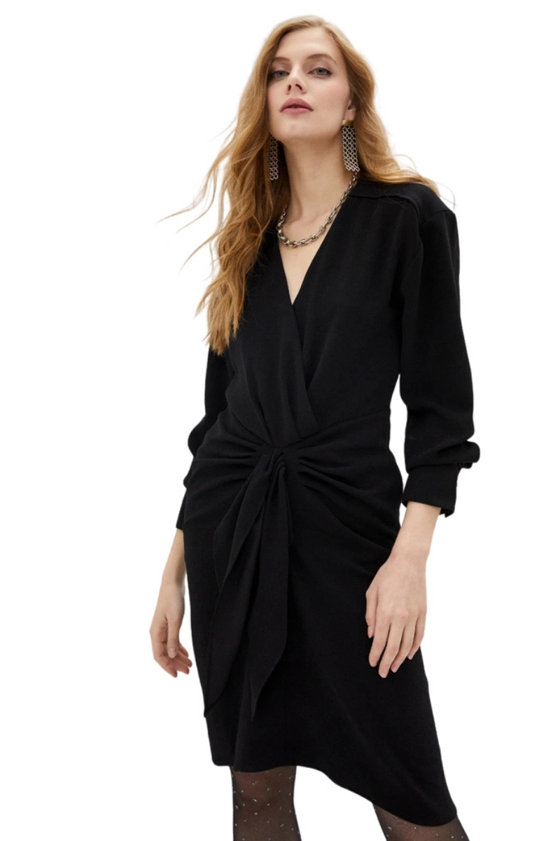 Ba&sh Kiari Nipped Waist Mini Dress Black