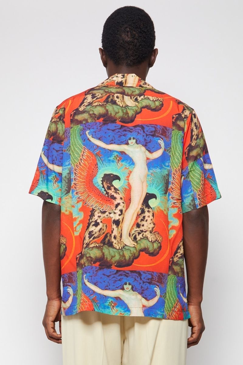 Rhude short sleeve vice shirt multicolor red