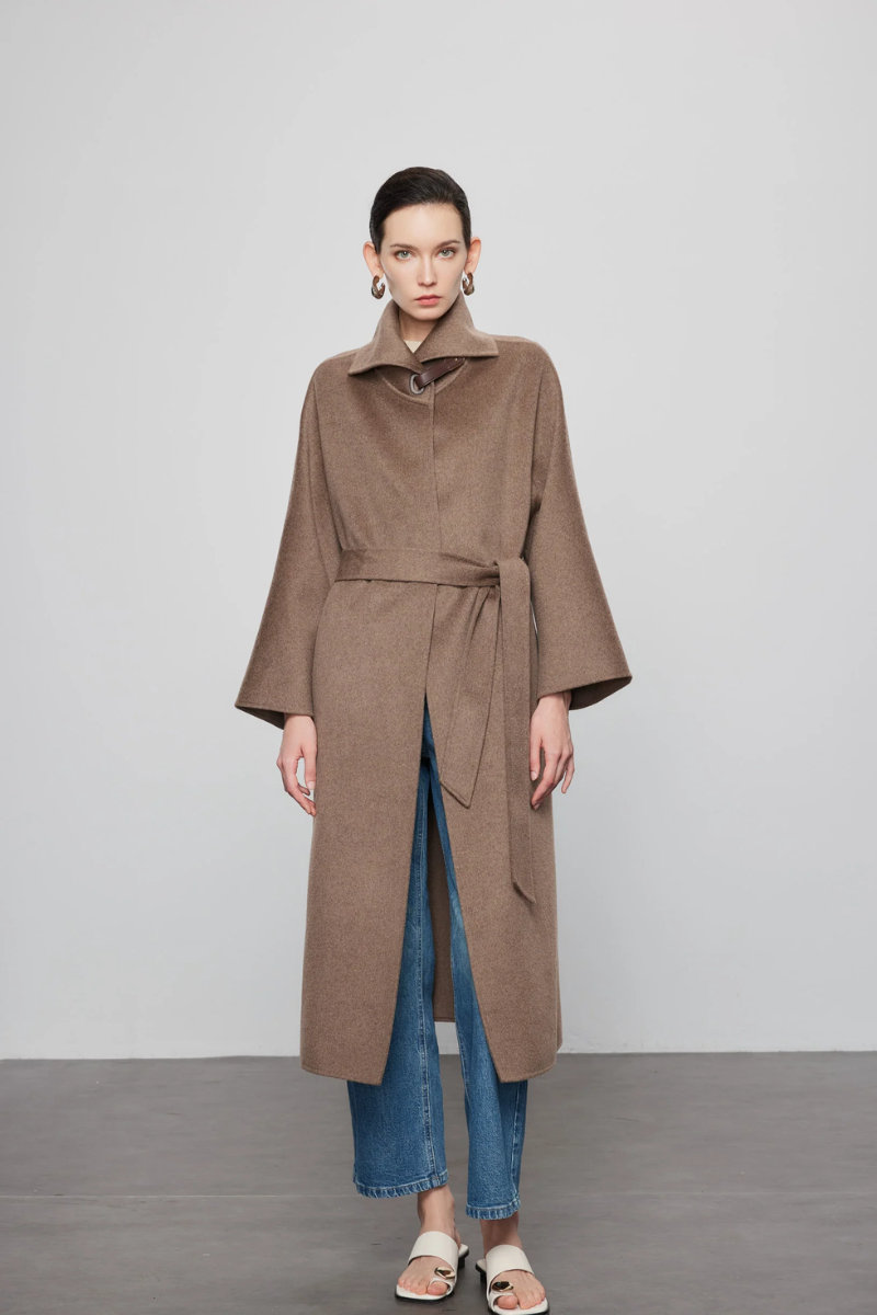Max Simple 
Extraordinary Undyed Cashmere Long Coat-Deep Natural-Tone