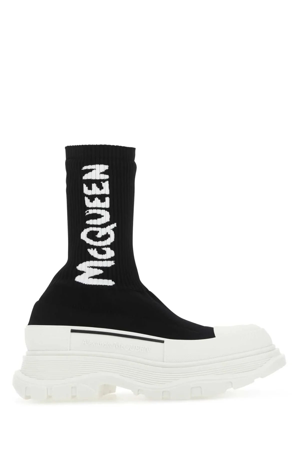 Alexander McQueen Black Stretch Nylon Tread Slick Sneakers