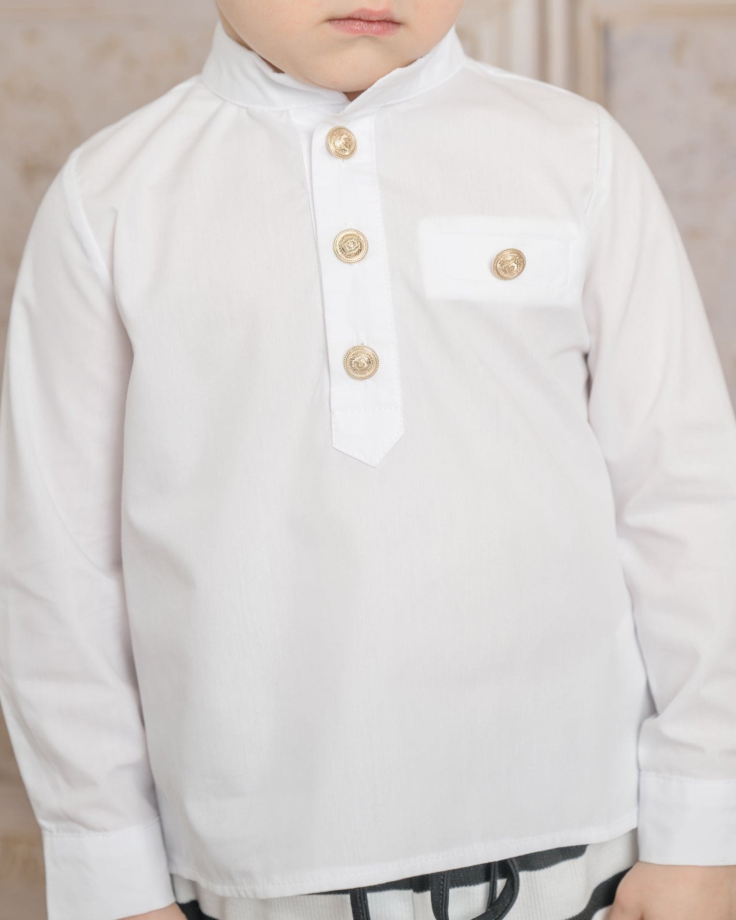 Charlie White Mandarin Collar Shirt - Petite Maison Kids