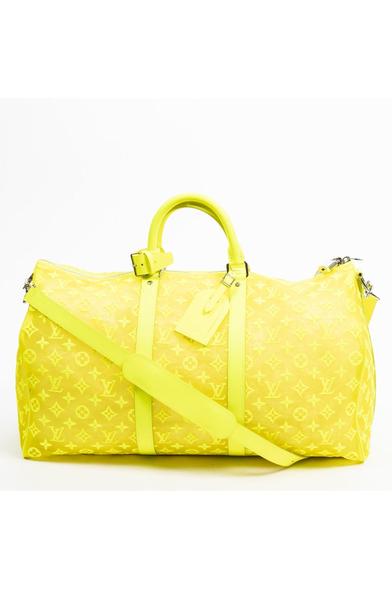 Ltd. Ed. Virgil Abloh Mesh Triangle Summer 2019 Keepall Bandouliere-Neon Yellow