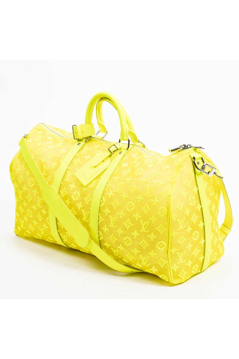 Ltd. Ed. Virgil Abloh Mesh Triangle Summer 2019 Keepall Bandouliere-Neon Yellow