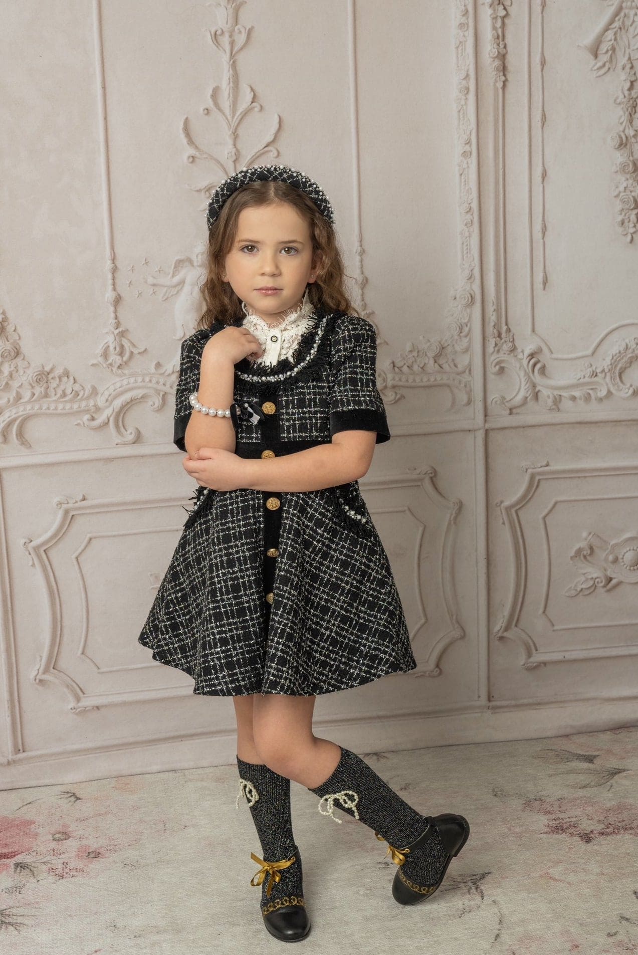Orea Black and Silver Tweed Dress - Petite Maison Kids
