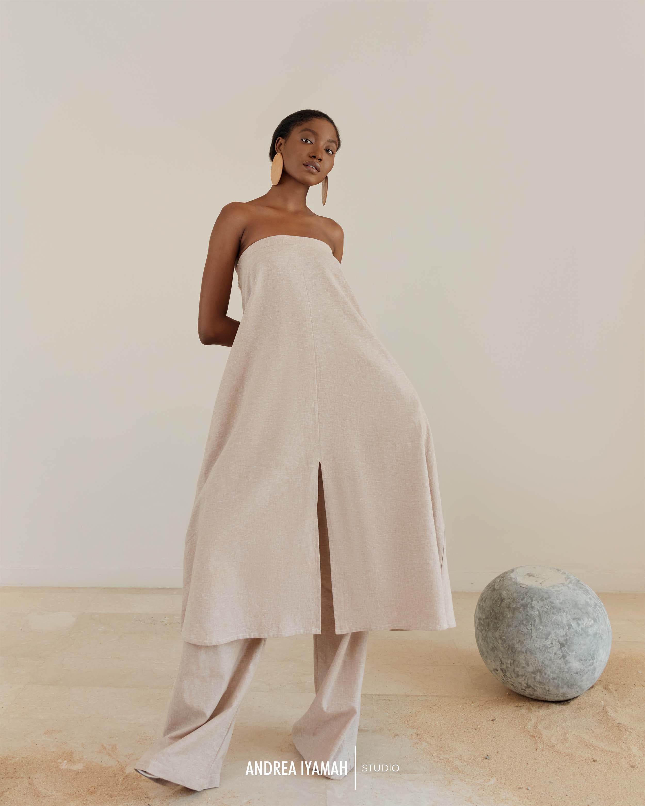 MANTU BEIGE HIGH WAIST PANTS