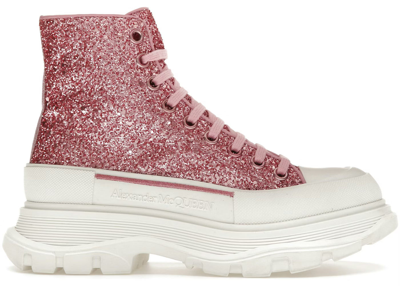 Alexander McQueen(WMNS) Tread Slick Glitter High-Top 'Pink White'