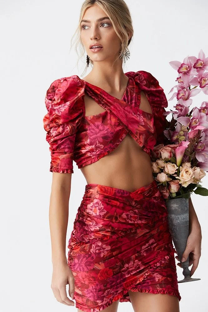 For Love & Lemons Alia Cross Front Crop Top