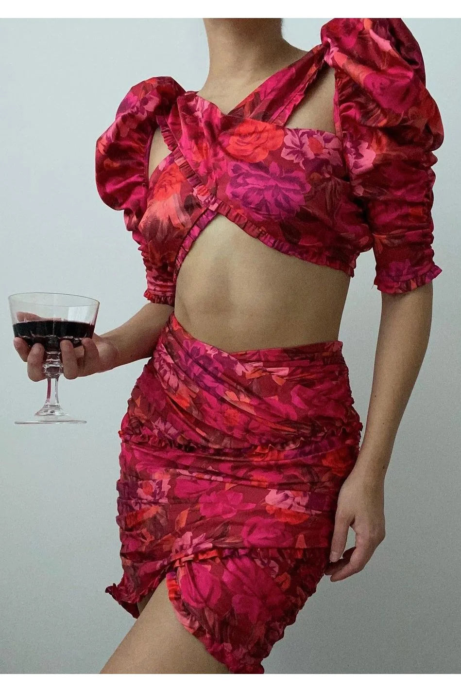 For Love & Lemons Alia Cross Front Crop Top