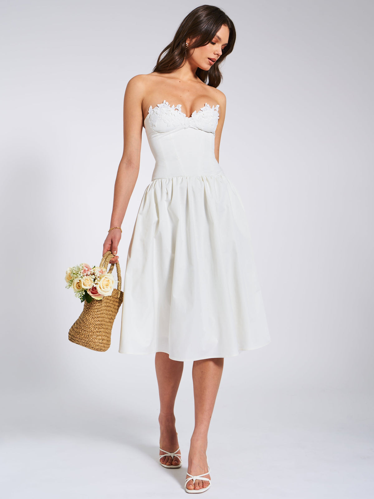 Rowan White Lace Drop Waist Corset Sundress (Archive Sale)