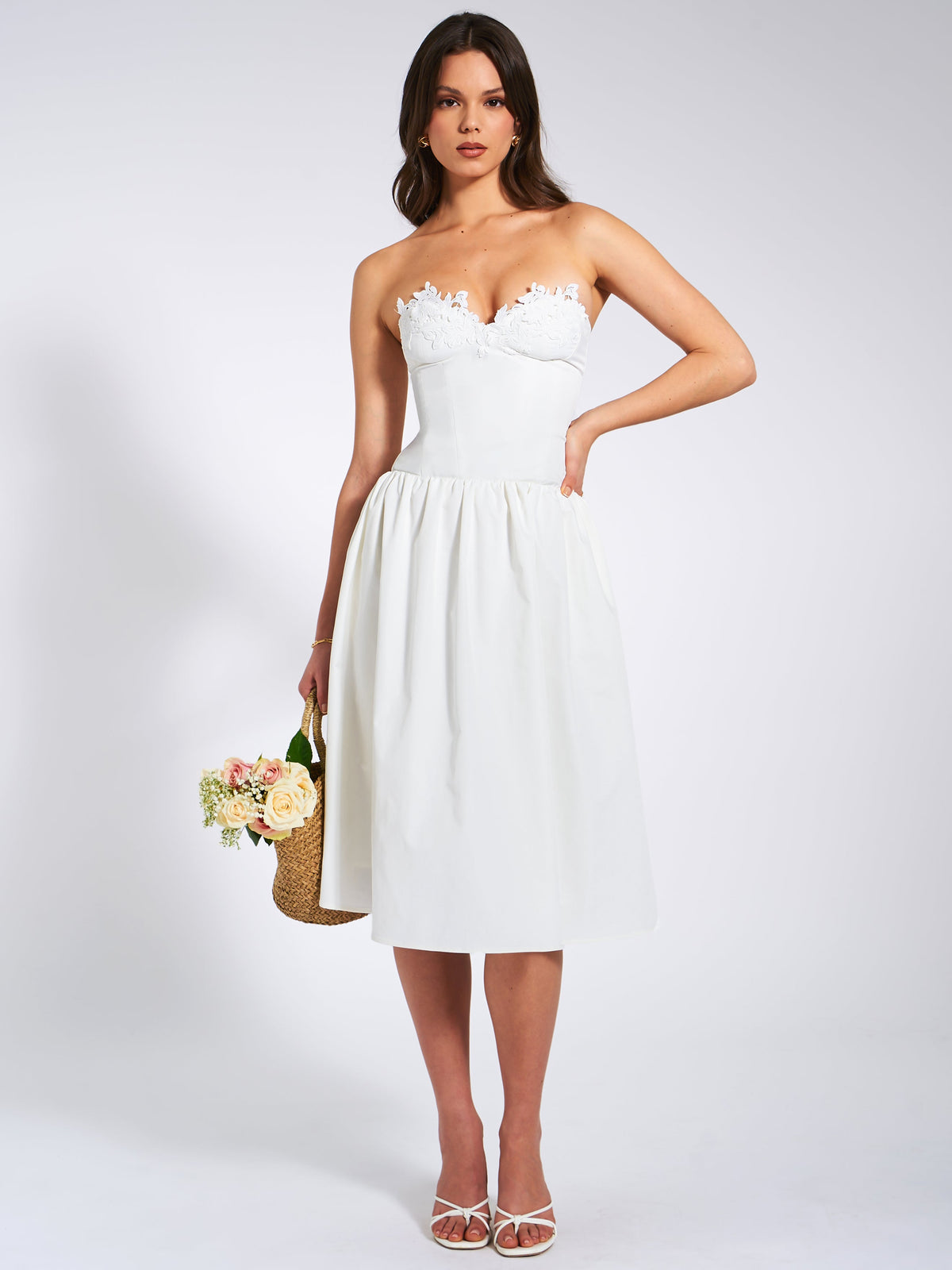 Rowan White Lace Drop Waist Corset Sundress (Archive Sale)