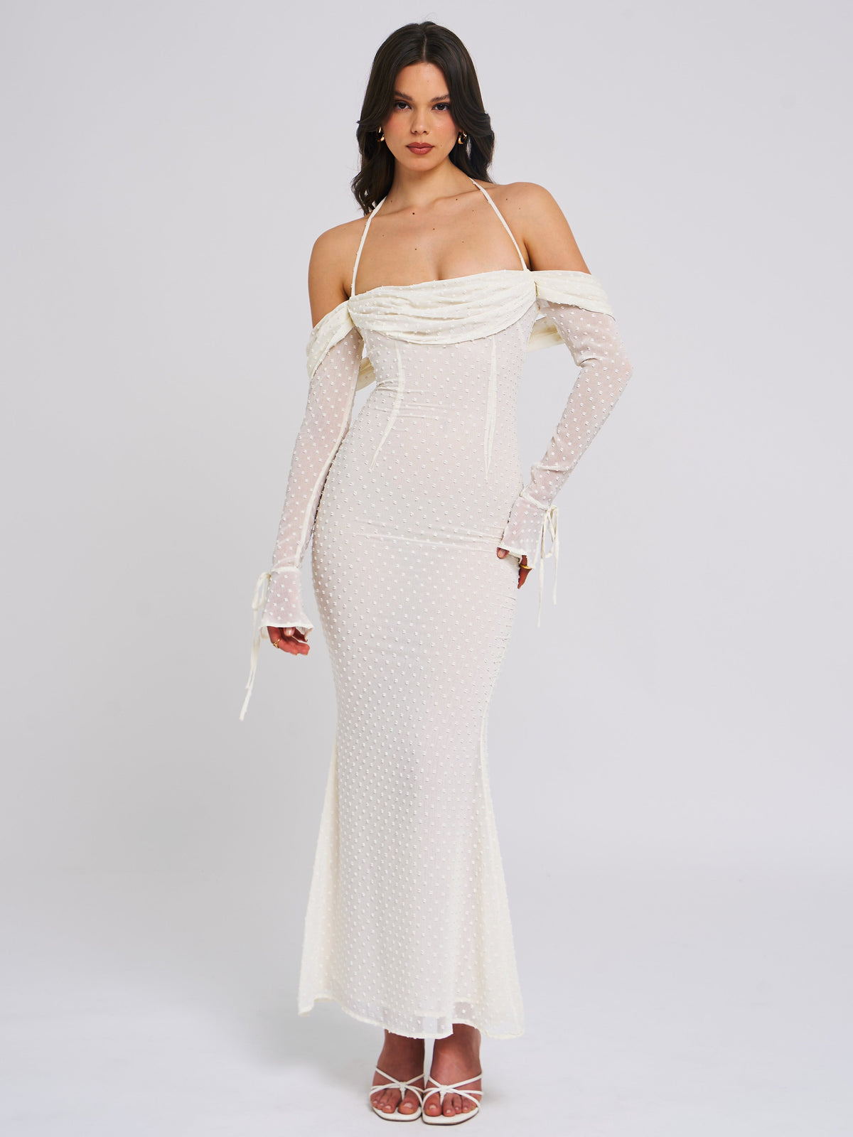 Kaia Long Sleeve Off Shoulder Maxi Dress (Archive Sale)