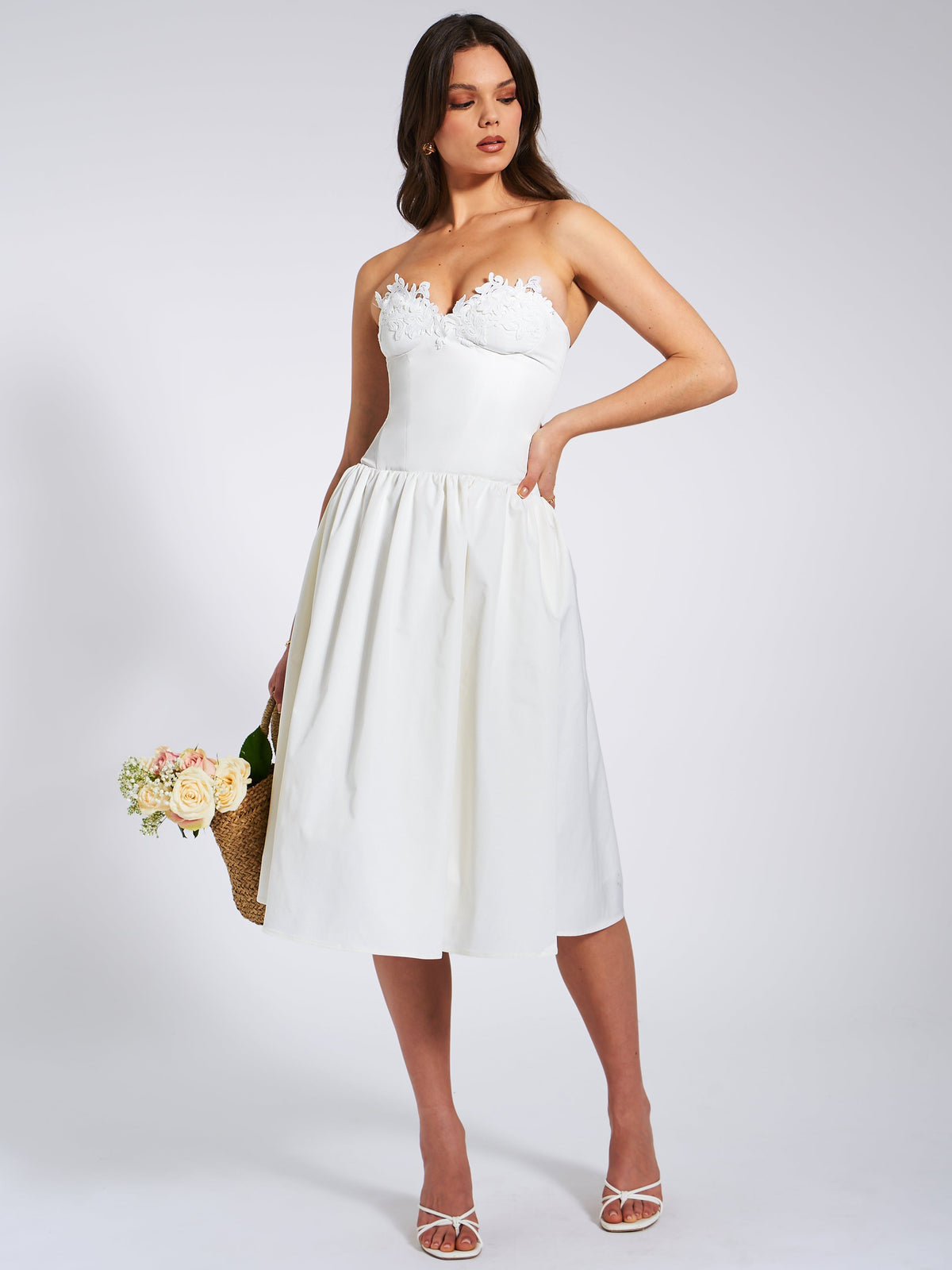 Rowan White Lace Drop Waist Corset Sundress (Archive Sale)