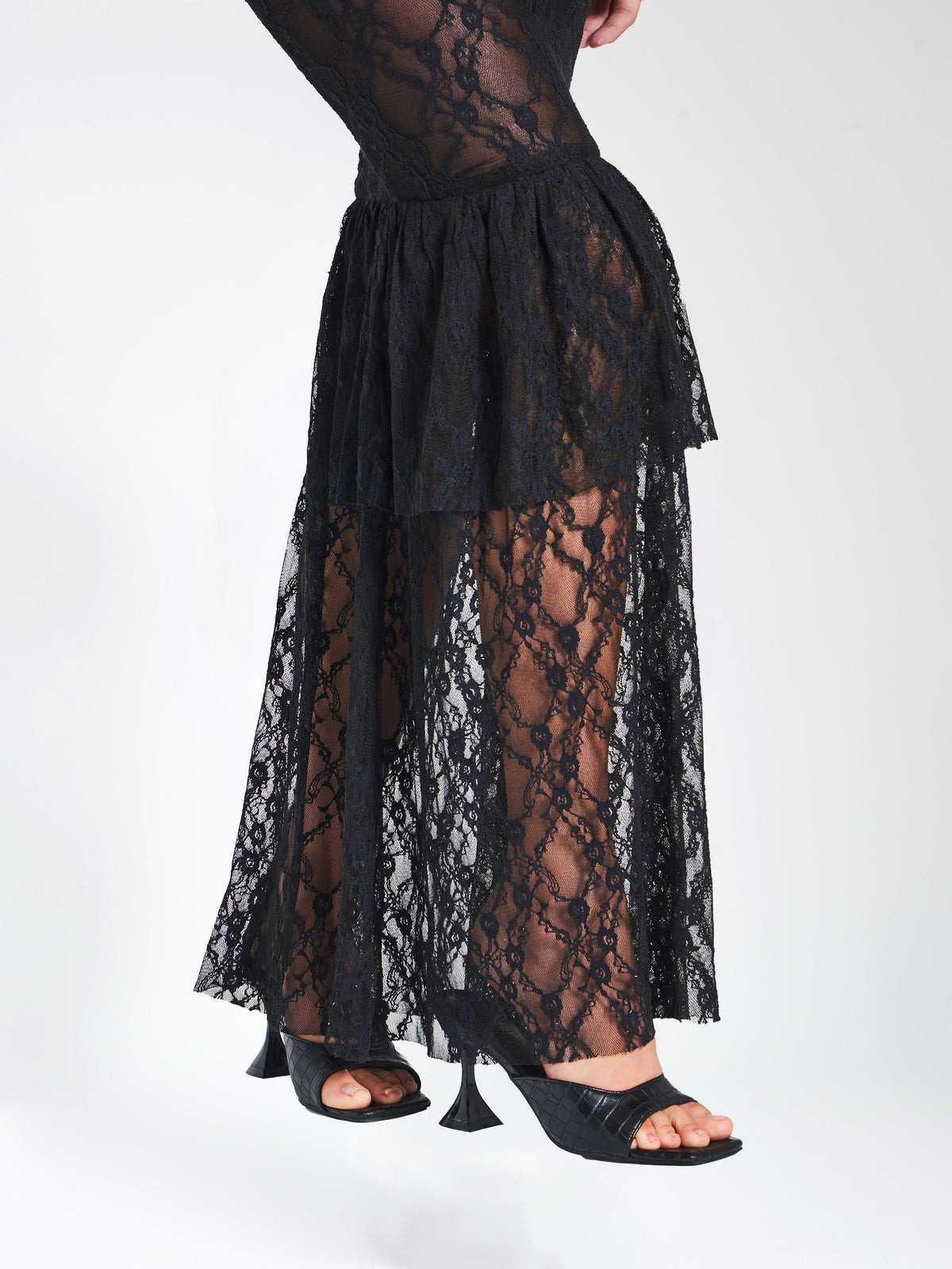 Quennell Black Lace Corset Maxi Dress (Archive Sale)